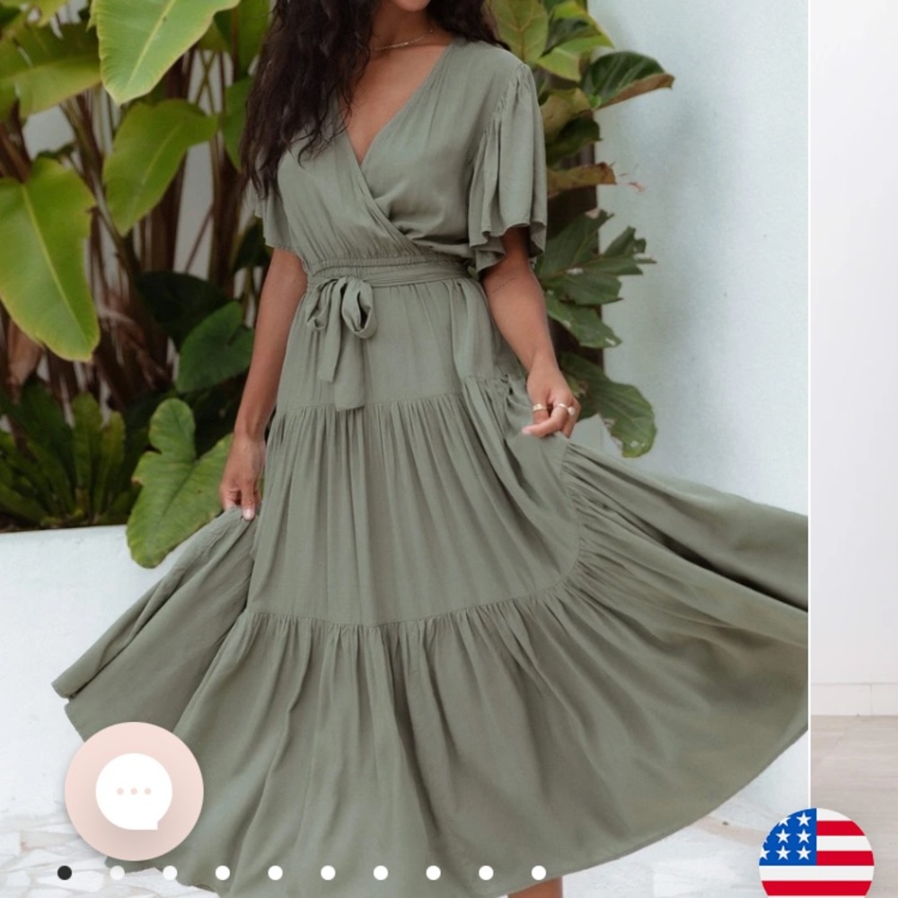 Petal & Pup Olive Green Midi dress (M)